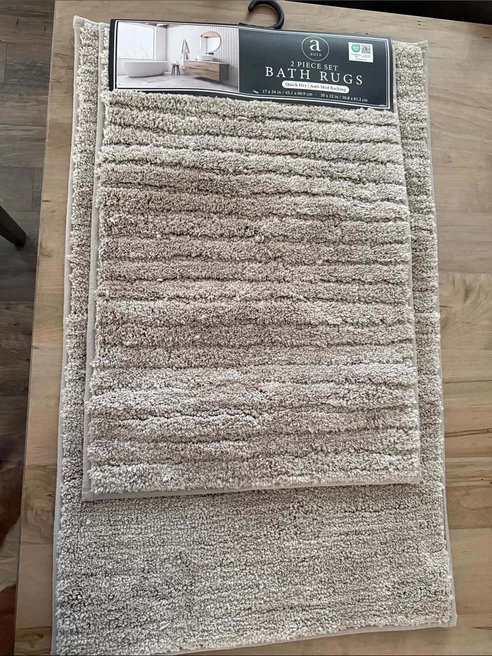 Aura 2-Piece Bath Rug Set - Taupe Beige
